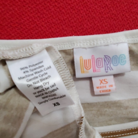 LULAROE Classic tee gold and beige stripes XS - Picture 6 of 7